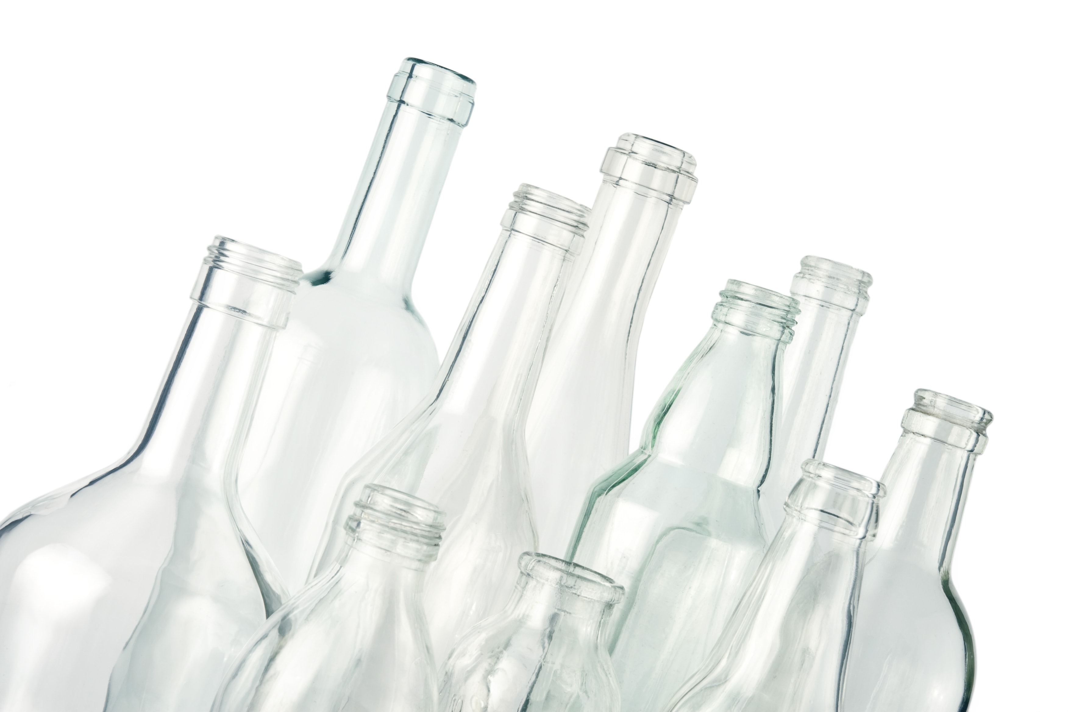 empty bottles, colorless, isolated