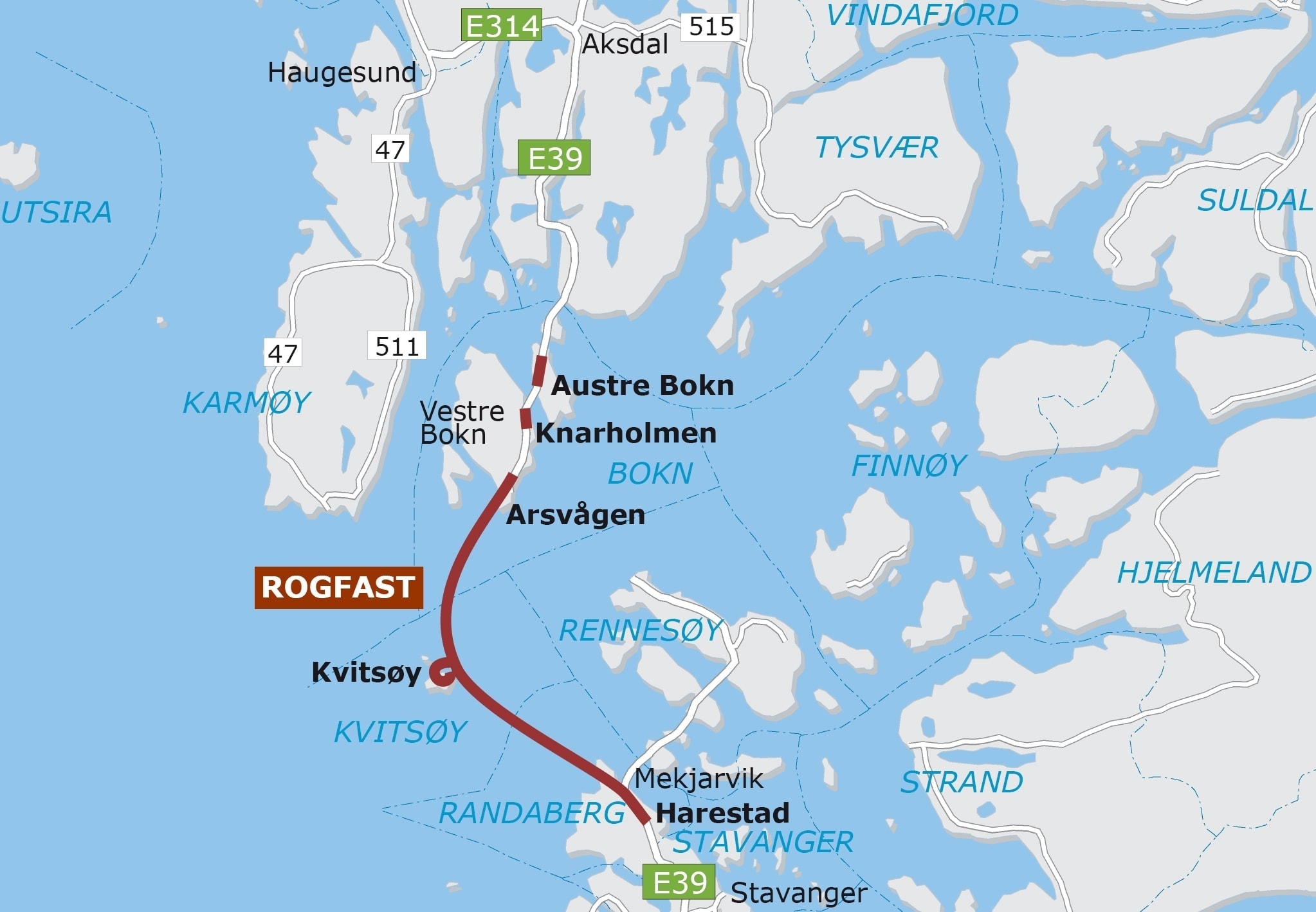 Underwater tunnel map in Norway