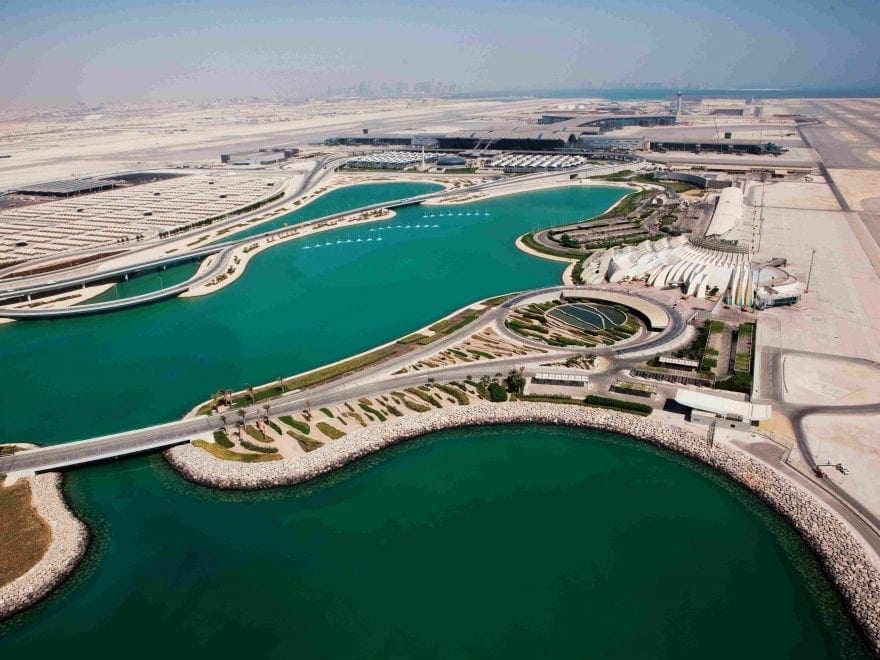 Aerial view of Doha Hamad International Airport, Qatar, Ferrovial