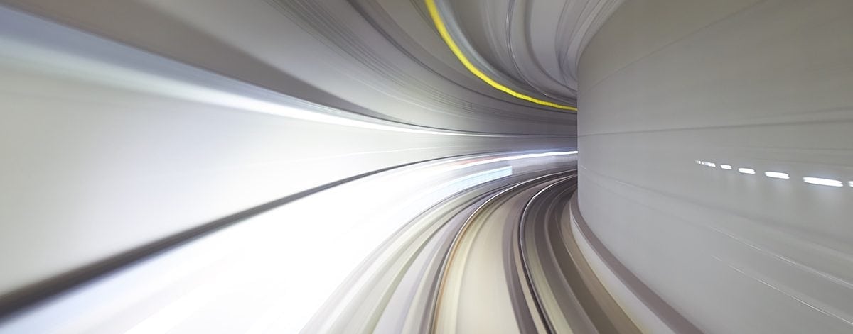 View from the inside of the autonomous train in the Suwon, South Korea subway