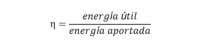 Imagen de la fórmula de rendimiento, energía útil entre energía aportada