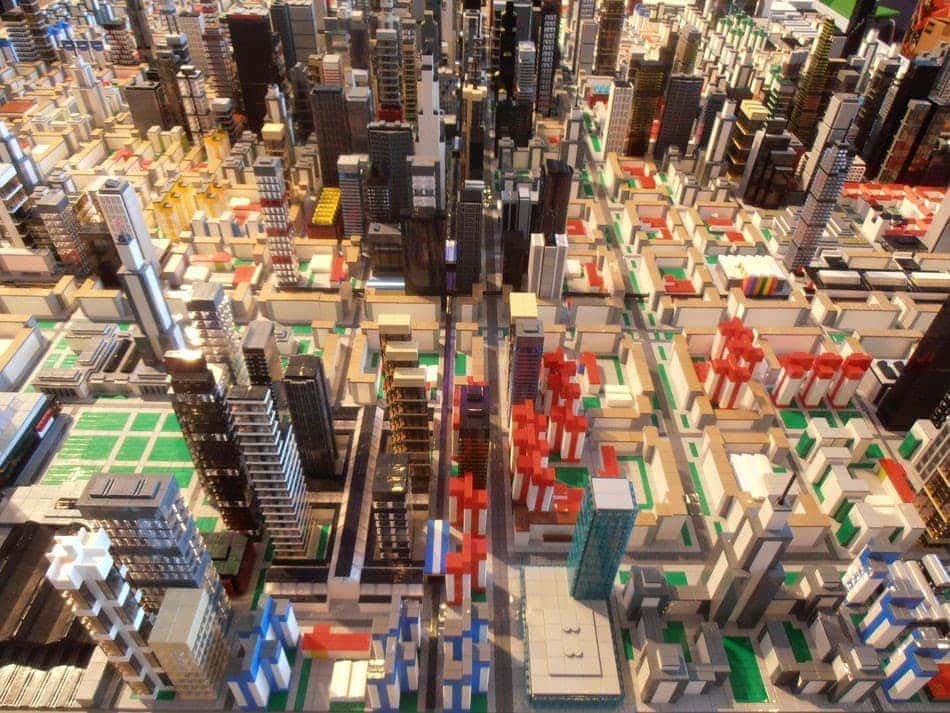 rascacielos de ciudad construida con lego