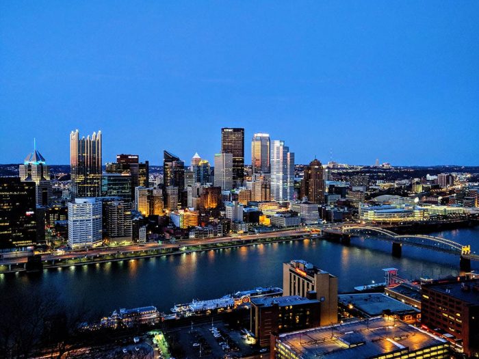 Aerial view of the city of Pittsburgh