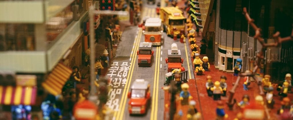 photo of a city built with Lego