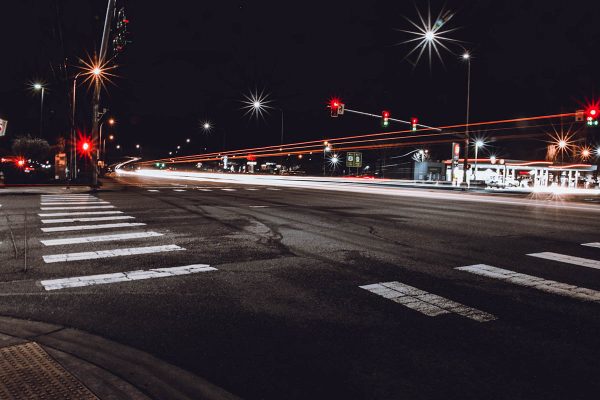 Image of a crossroad at night
