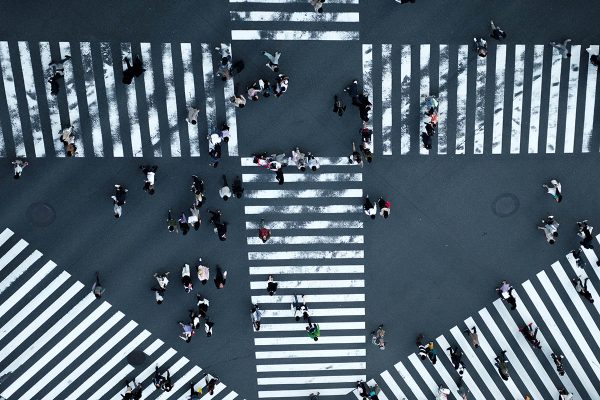 Image of a crosswalk of pedestrians