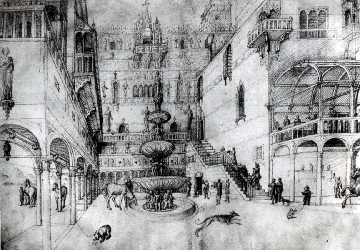 Dibujo de ciudad realizado por Leonardo Da Vinci