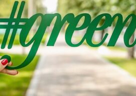 Parque verde con tipografía Green