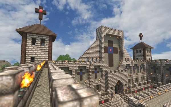 A castle in Minecraft.