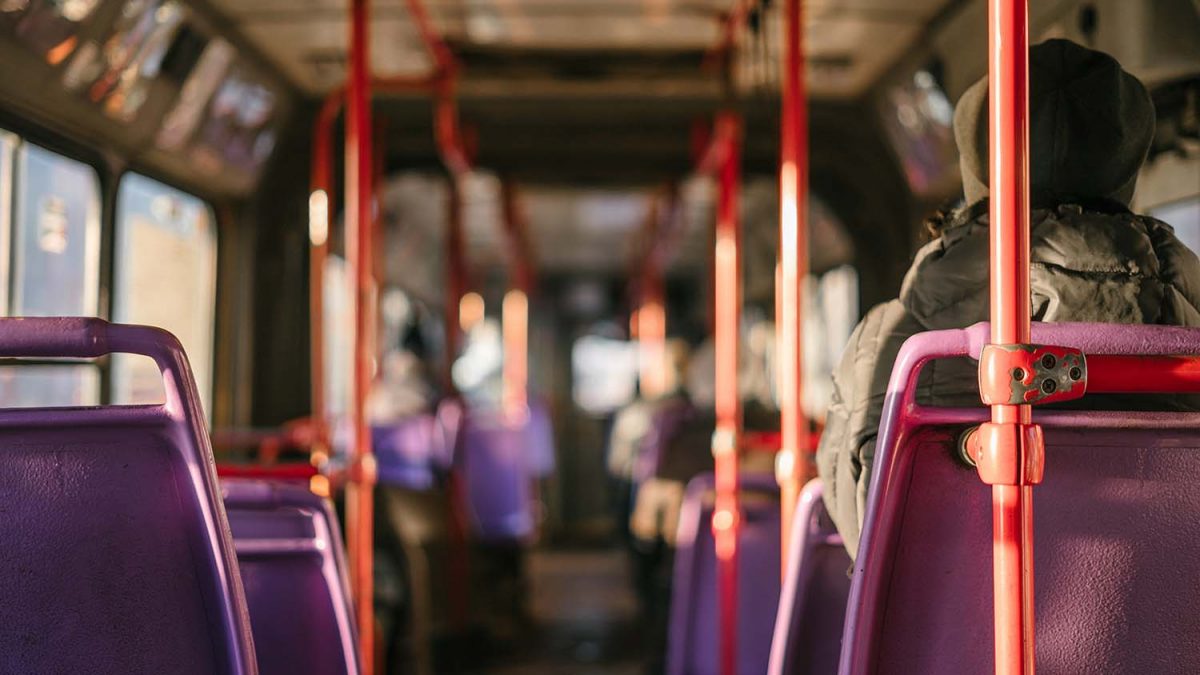 interior of an empty bus