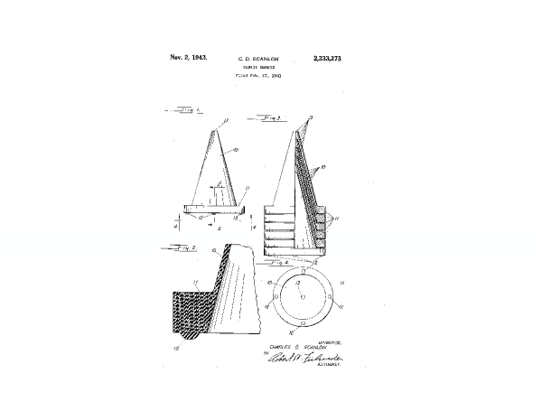 The first patent design for a rubber cone