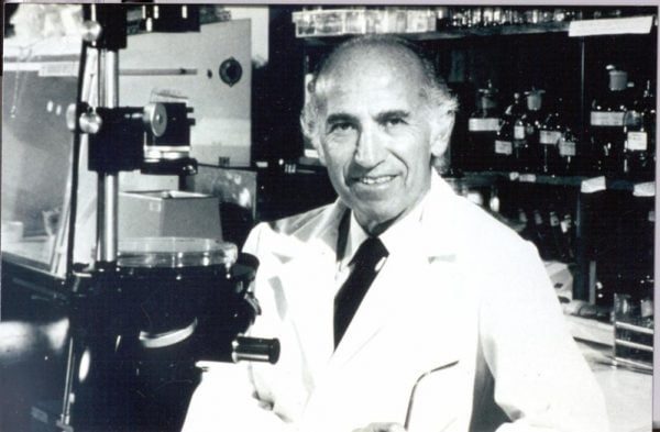 Jonas Salk in his lab.