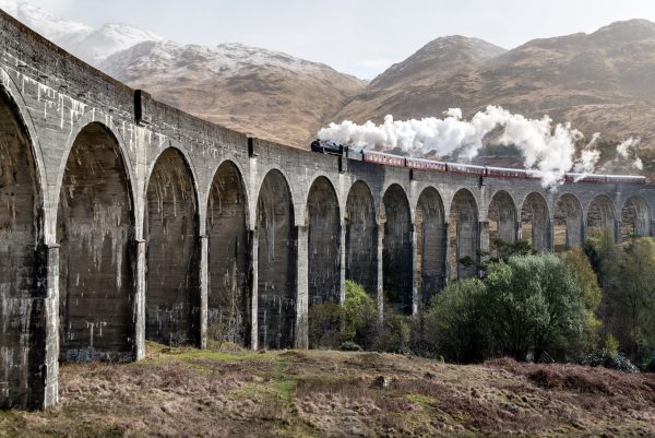 Un tren saliendo entre el humo, representando las tendencias de viaje sostenibles para las que prepararse