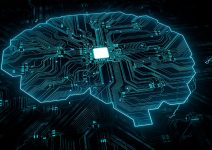Cerebro que representa inteligencia artificial con placa de circuito impreso