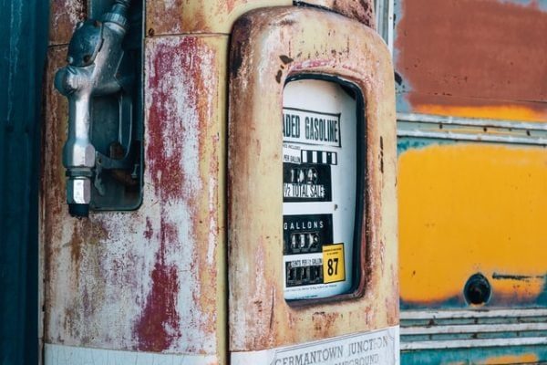 Old leaded gasoline pump.