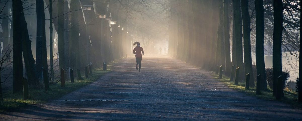 Woman running in a park