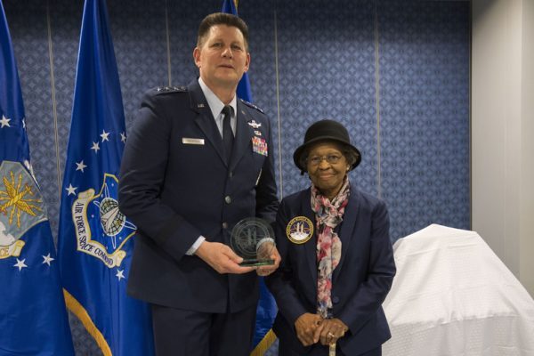 Gladys Mae West at a ceremony honoring her at the US Pentagon.