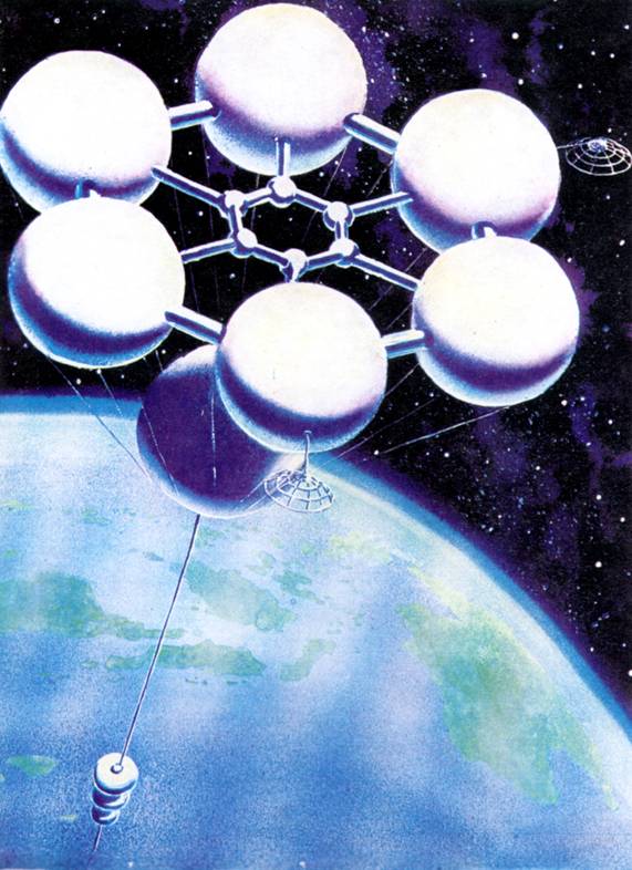 Andrei Sokolov's painting of a space elevator