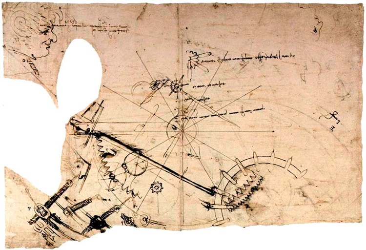 Uno de los bocetos de instrumentos de Leonardo da Vinci