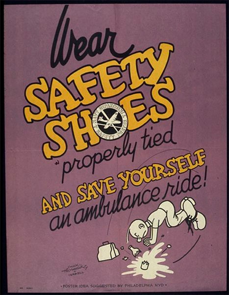 Vintage poster - Wear Safety Shoes