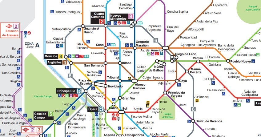 Metro Madrid schematic map 