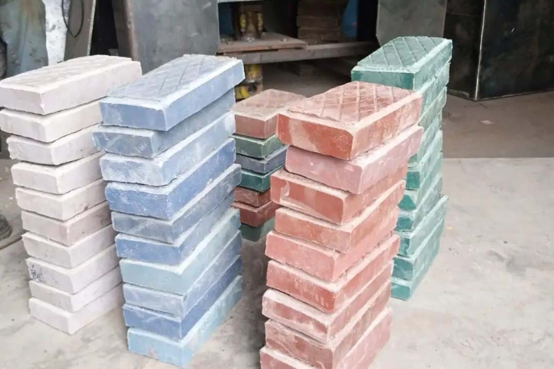 Piles of bricks of different colors