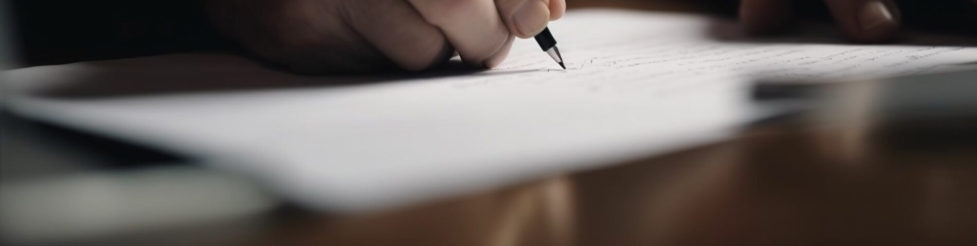 Hombre escribiendo sobre papel con bolígrafo.
