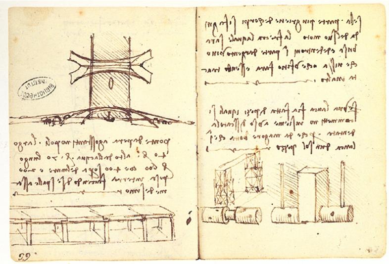 Bocetos de Leonardo da Vinci con detalles del puente