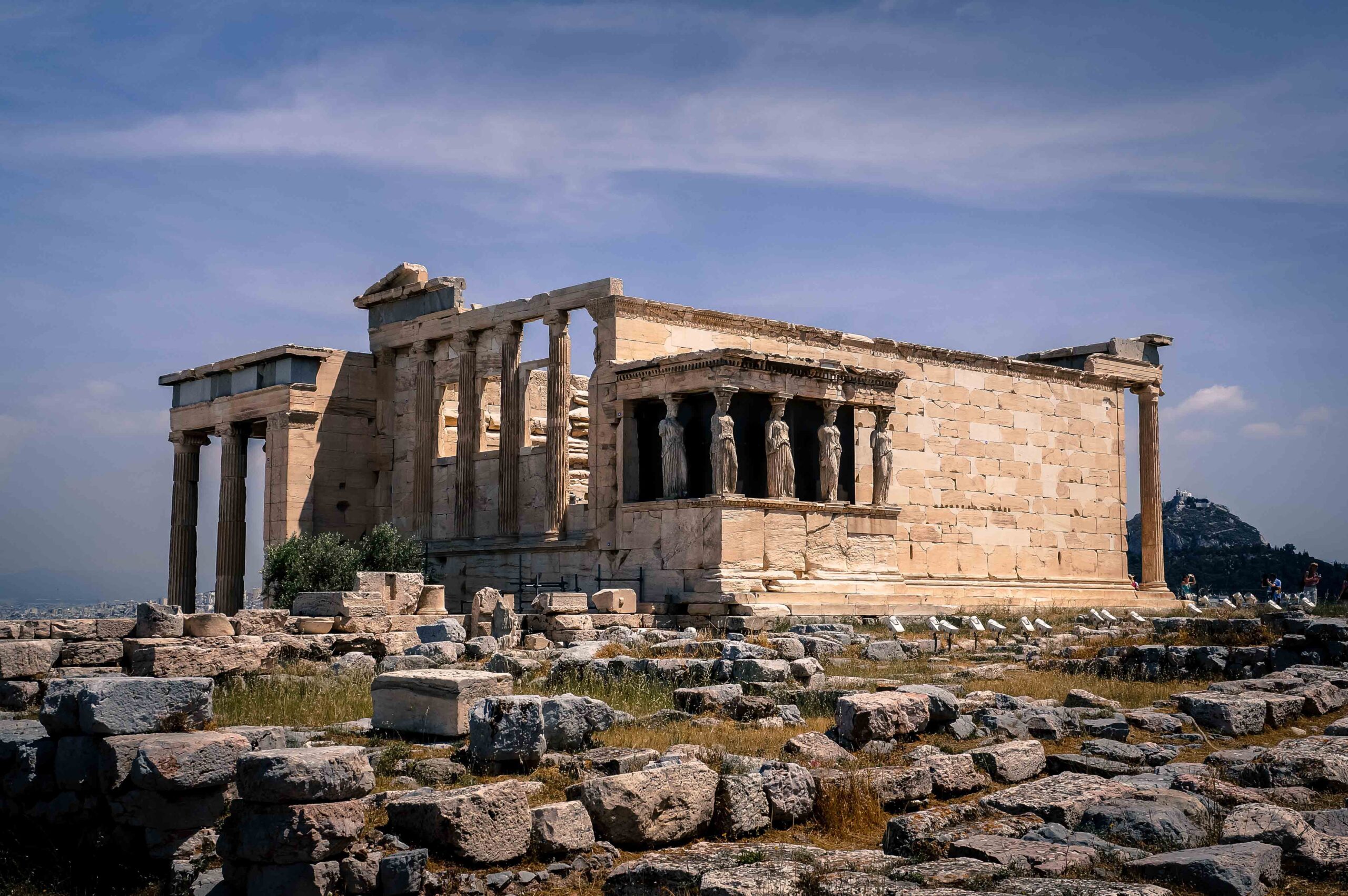 The area around the Acropolis is covered with pieces of stone