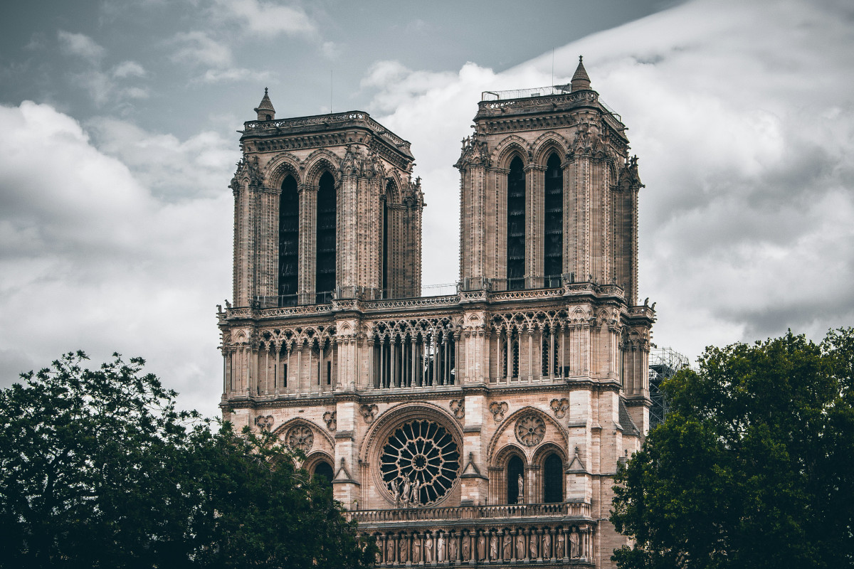 La catedral de Notre Dame de París después del incendio. 