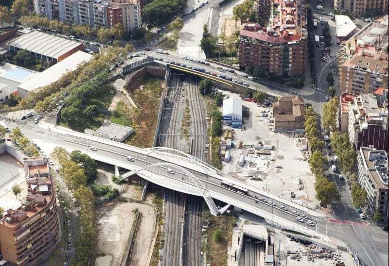 Vista aérea de la estación La Sagrera en Barcelona