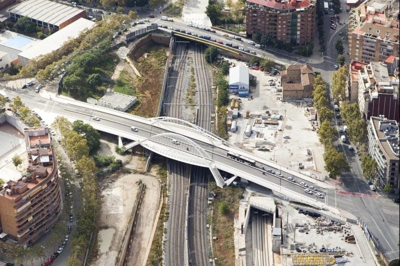 An aerial view of the La Sagrera Station in Barcelona