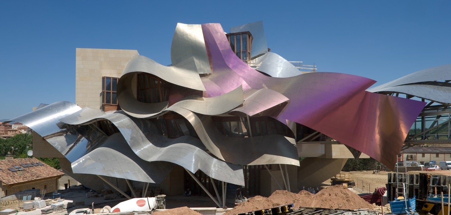 The Frank Gehry designed Marqués de Riscal Hotel Ferrovial