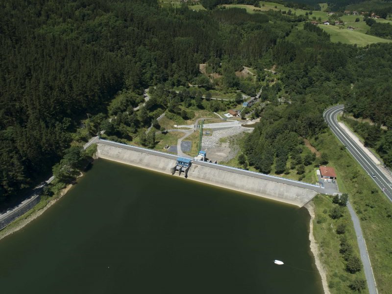 An aerial view of the Undurraga Dam in Vizcaya