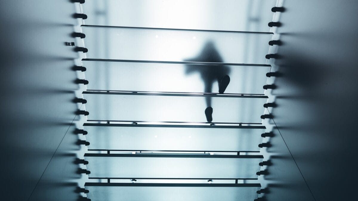 person climbing stairs digital business